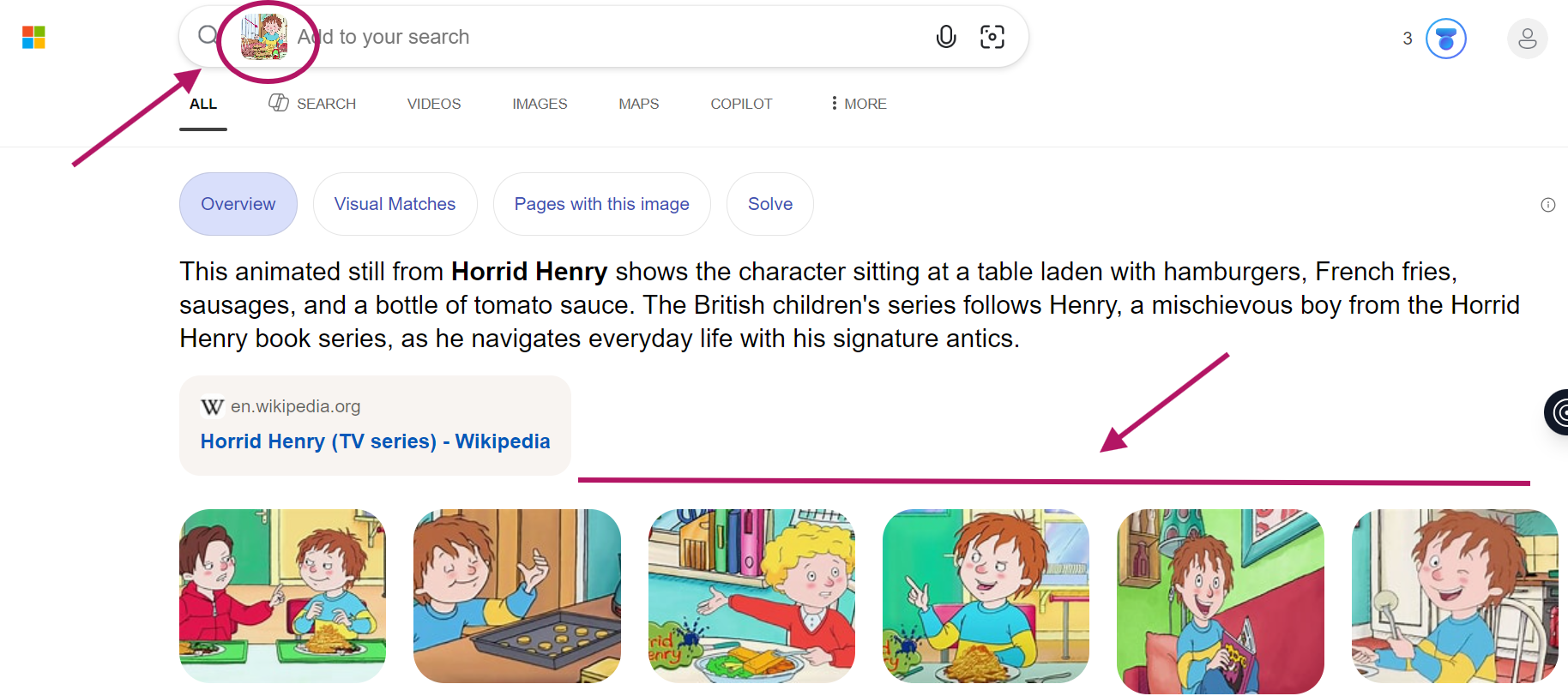 Bing Visual Search result page