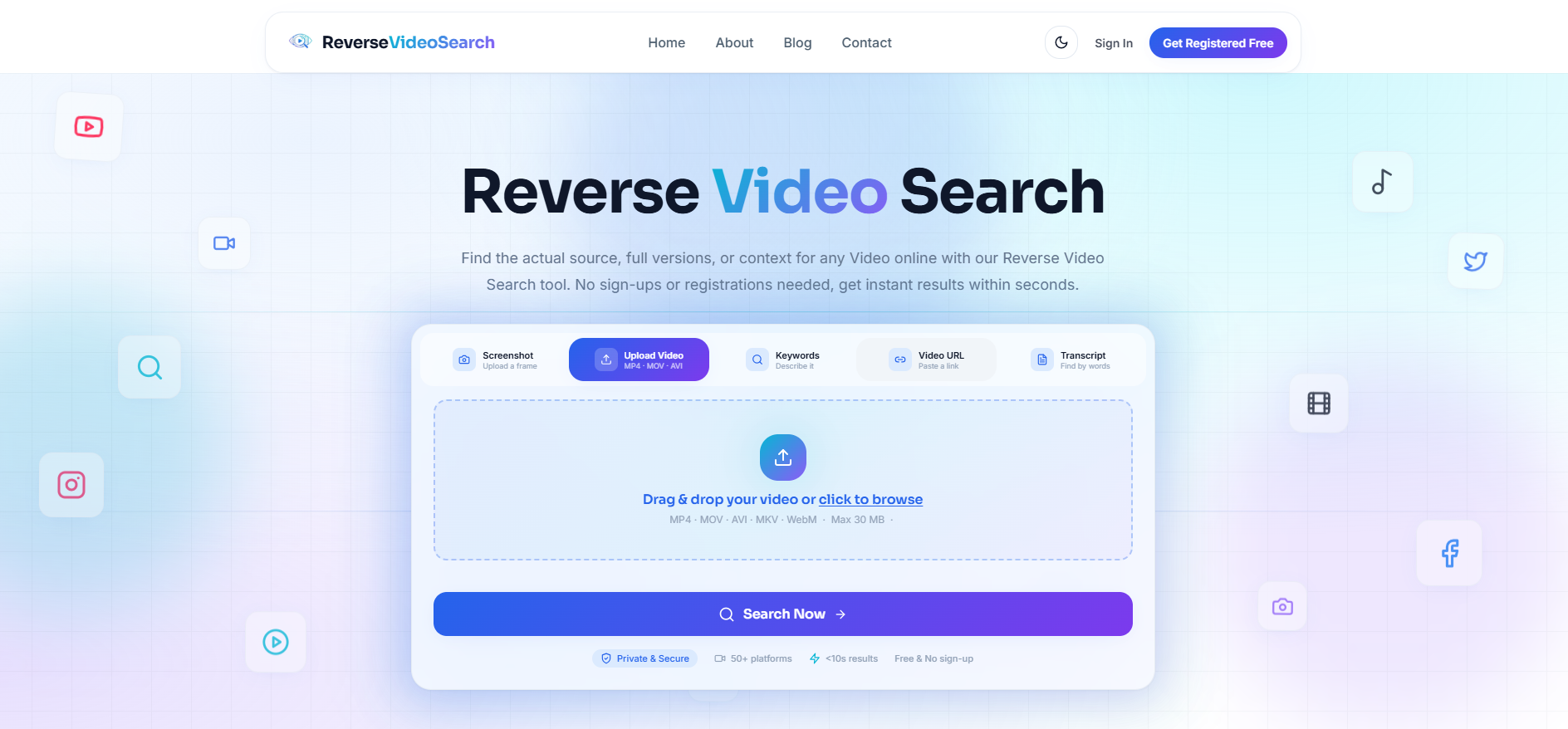 Reverse Video Search tool