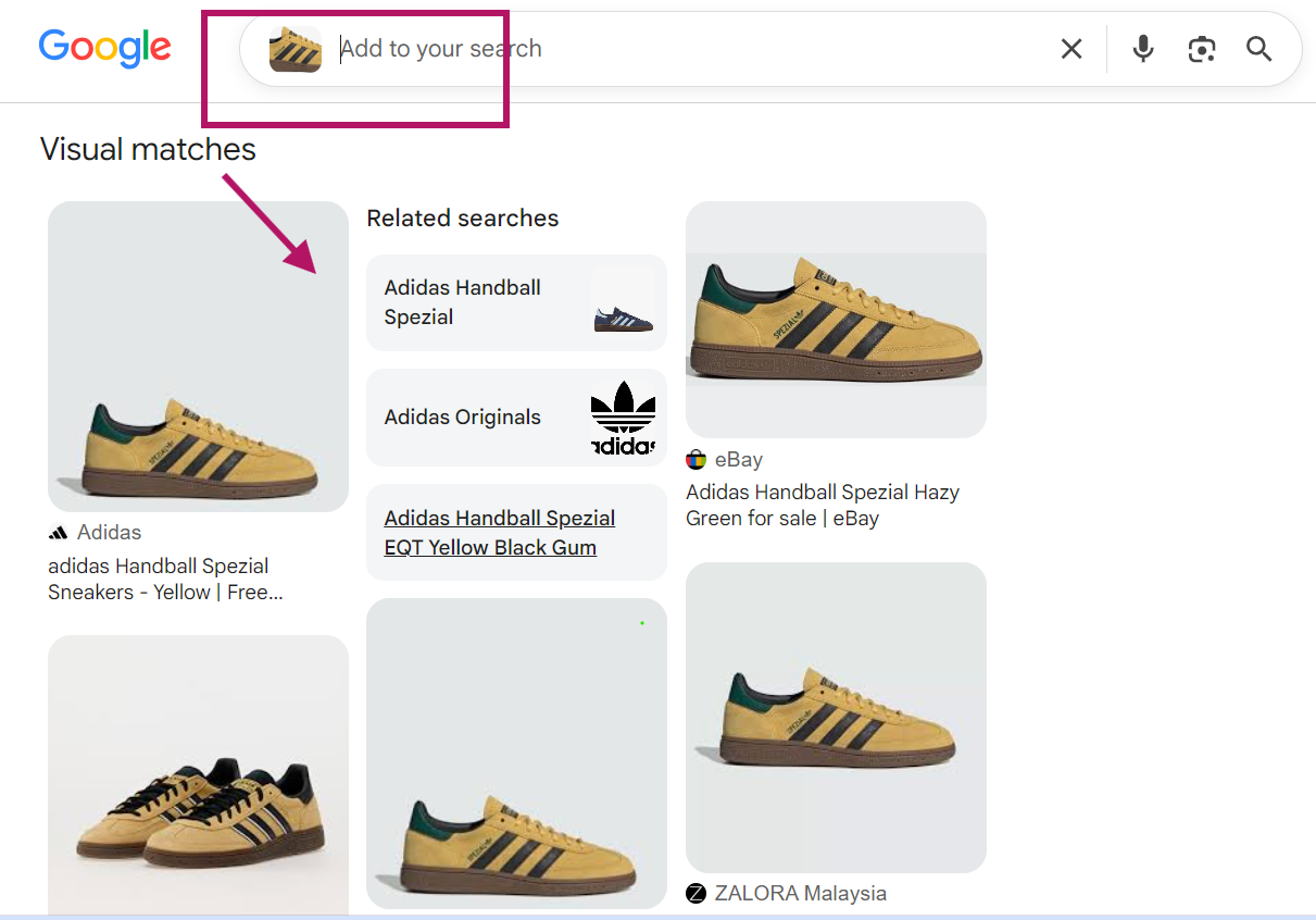 Google Lens result page